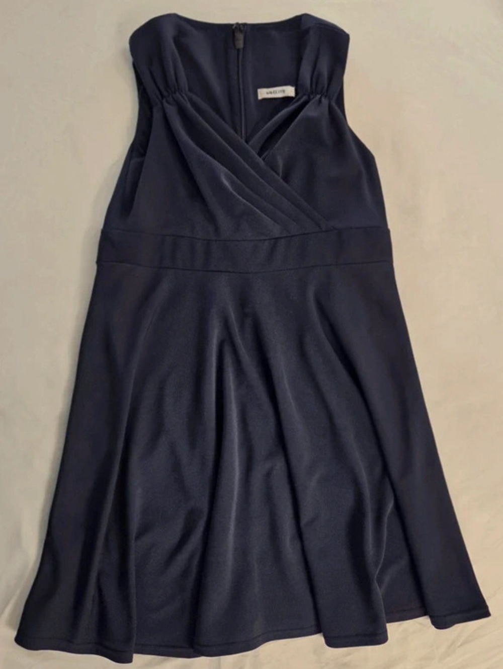 Grace Karin Women's Navy Blue Faux Wrap V-Neck Sleeveless Fit & Flare Dress - L